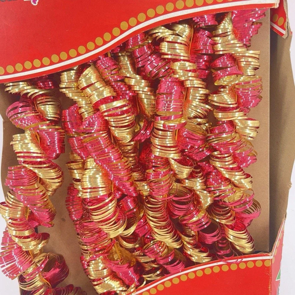 Mid Century Christmas Tree Decor Noel Superior Garland Red Gold 15 Feet Atomic